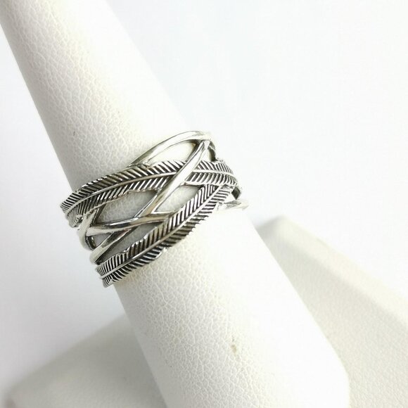 Handmade Sterling Silver feather / leaf ring NEW - Picture 5 of 8